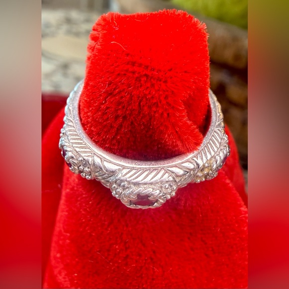 Judith Ripka Sterling Silver Ruby Stackable Band Ring with CZ Accents - Size 7 - Picture 4 of 12